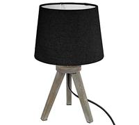 Atmosphera Lampe à poser Alexis - trépied bois mini, abat-jour noir H31 cm