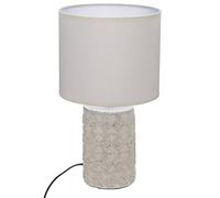 Atmosphera - Lampe de Chevet Melo - Ivoire et Blanc - D 19 x H 34 cm - Pied en Céramique Texturé, Abat-Jour en Coton - Pour Chambre, Salon, Bureau