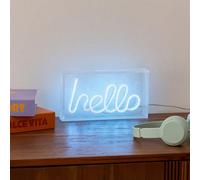 Atmosphera Lampe de table néon LED Hello bleu - 23 x 4 x 12,5 cm