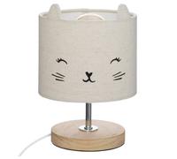 Atmosphera Lampe de table pour enfant motif chat "Toxey" Gris, H. 21 cm