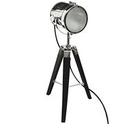 Atmosphera - Lampe Ebor - noir et chrome - métal et bois H68 cm