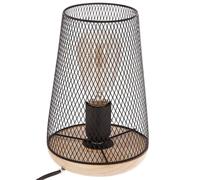 Atmosphera Lampe grillagée Zely 24 cm de haut Métal noir et bois