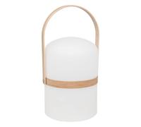 Atmosphera - Lampe Nomade d'Extérieur LED Kiara Blanche, H 36 cm, Anse Effet Bois, Rechargeable - Pour Jardin, Terrasse, Lanterne Décorative