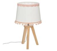 Atmosphera - Lampe Pied en Bois et Abat-Jour avec Pompons