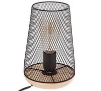 Atmosphera - Lampe Zely noire - métal et bois H23 cm