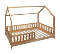 Atmosphera - Lit Cabane Enfant Bosco, 90 x 190 cm, Bois de Pin - Style Montessori, Sommier et Barrières Inclus, pour Chambre