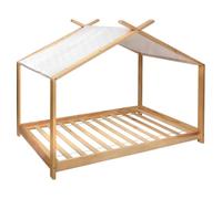 Lit tente enfant ""Ilan"" pin blanc 90x190cm - Atmosphera Créateur d'intérieur