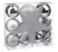 Atmosphera Lot de 18 boules de Noël argentées
