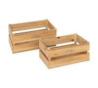 Atmosphera - Lot de 2 cagettes Little Cottage Bois l30 35cm