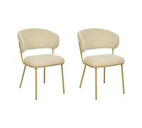 Atmosphera - Lot de 2 Chaises Alba Beige Pieds Dorés - Style Minimaliste - Salle à Manger, Cuisine, Salon
