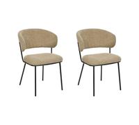 Atmosphera – Lot de 2 chaises Alba – Tissu beige, pieds noirs – Style minimaliste