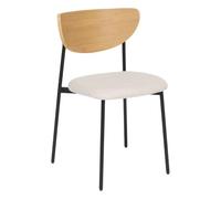 Atmosphera - Lot de 2 Chaises de Bureau Jaisa - Beige et Bois Clair - L 50 x P 50 x H 81 cm - Assise Tissu, Pieds Acier - pour Bureau, Chambre, Salon