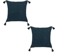 Atmosphera - Lot de 2 coussins de chaise brodés rectangulaires Starke - 40 x 40 cm - Bleu nuit - JAMANA Bleu nuit G