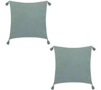 Atmosphera - Lot de 2 coussins de chaise brodés rectangulaires Starke - 40 x 40 cm - Céladon - JAMANA G