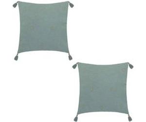 Atmosphera - Lot de 2 coussins de chaise brodés rectangulaires Starke - 40 x 40 cm - Céladon - JAMANA G