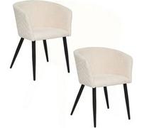 Atmosphera - Lot de 2 fauteuils à diner en tissu chenille MARLO - Ivoire - Marlo G