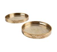 Atmosphera - Lot de 2 plateaux en verre et résine - Doré