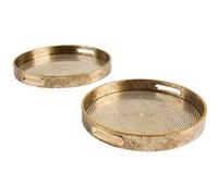 Atmosphera - Lot de 2 plateaux en verre et résine - Doré Doré G