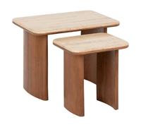Lot de 2 tables basses Jivan Travertin bois L60/38cm - Atmosphera Créateur d'intérieur