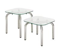 Atmosphera Lot de 2 tables d'appoint - Transparent & chromé