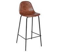 Atmosphera - Lot de 2 Tabourets de Bar Vladi - Cognac Effet Cuir, Pieds en Métal, H 95 cm, Style Rétro - pour Cuisine, Îlot Central