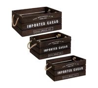 Atmosphera Lot de 3 cagettes en bois - Marron