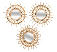 Atmosphera Lot de 3 miroirs Aïda en rotin - Diamètre 28 cm