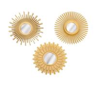 Lot de 3 miroirs Soleil - Diam. 25 cm - Doré