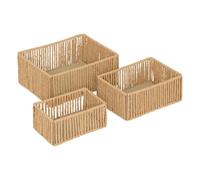 Atmosphera Lot de 3 paniers rectangulaires - Naturel