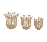 Atmosphera - Lot de 3 paniers the floral d25/30,8/37,8cm beige