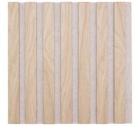 Atmosphera Lot de 3 panneaux décoratifs tasseaux bois Colva effet chêne clair sur fond gris - 30 x 30 cm
