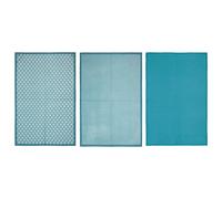 Atmosphera Lot de 3 torchons imprimés bleu - 45 x 70 cm