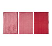 Atmosphera Lot de 3 torchons imprimés rouge - 45 x 70 cm