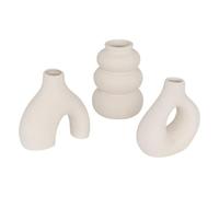 Atmosphera - Lot de 3 Vases Soliflores Iora - Blanc - H 9 cm, Céramique, Design Abstrait - pour Décoration, Salon, Chambre
