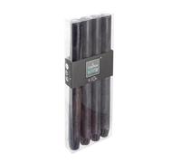 Atmosphera Lot de 4 bougies bâton Rustic - Noir