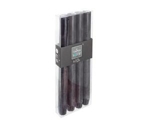 Atmosphera Lot de 4 bougies bâton Rustic - Noir