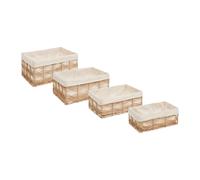Atmosphera Lot de 4 cagettes en rotin - Naturel