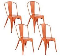 Atmosphera - Lot de 4 chaises en métal NIKO - Orange - Niko orange G