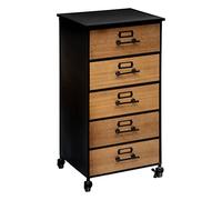 Atmosphera - Meuble Chiffonnier 5 Tiroirs en Métal et Bois sur Roues H 87 cm Baris