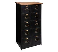 Atmosphera - Meuble Commode 10 Rangements Fermeture à clapets Noir et Or Gold Ivan H 122.5 cm