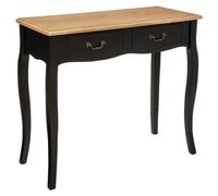 Atmosphera - Console Chrysa, style baroque, 2 tiroirs, noir et bois, L87 x P34 x H78 cm