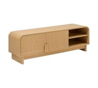 Atmosphera - Meuble TV Bas Lee Beige Effet Bouleau, L 140 x P 40 x H 45 cm, 2 Portes, Rangement - pour Salon, Séjour