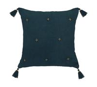 Coussin ""Jamana"" 40x40cm bleu pétrole - Atmosphera Créateur d'intérieur