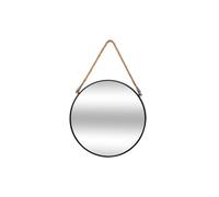 Atmosphera - Miroir Rond à Suspendre Noir - Diamètre 38 cm, Cadre en Métal et Corde en Jute - pour Entrée, Salon, Salle de Bain
