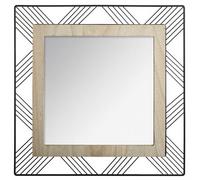 Atmosphera - Miroir Joe - métal et Bois - Noir - 45x45 cm