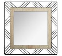 Atmosphera - Miroir Joe - métal et Bois - Noir - 45x45 cm