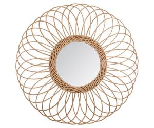 Atmosphera Miroir mural rond bohème - Beige