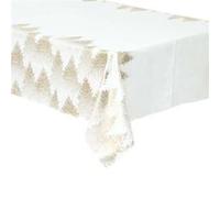 Atmosphera - Nappe de Noël rectangulaire motifs sapins - L. 140 x 240 cm - Blanc et doré Blanc G