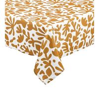 Atmosphera - Nappe Rectangulaire Jolan Jaune Ocre, 140 x 240 cm, Anti-Tache, pour 6 à 8 Personnes - pour Cuisine, Salon, Linge de Table