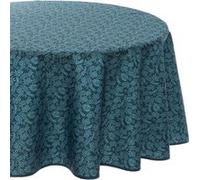 Atmosphera - Nappe Anti-Tache Feuilles - Bleu Canard - D180 cm